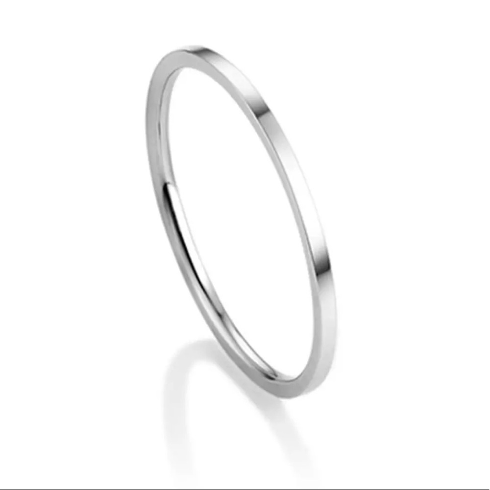 Thin Platinum Silver Minimalist Ring - Picture 2 of 7